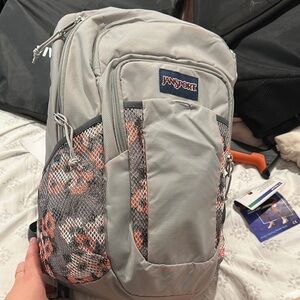 JanSport Gray and Orange Floral Womans Backpack
